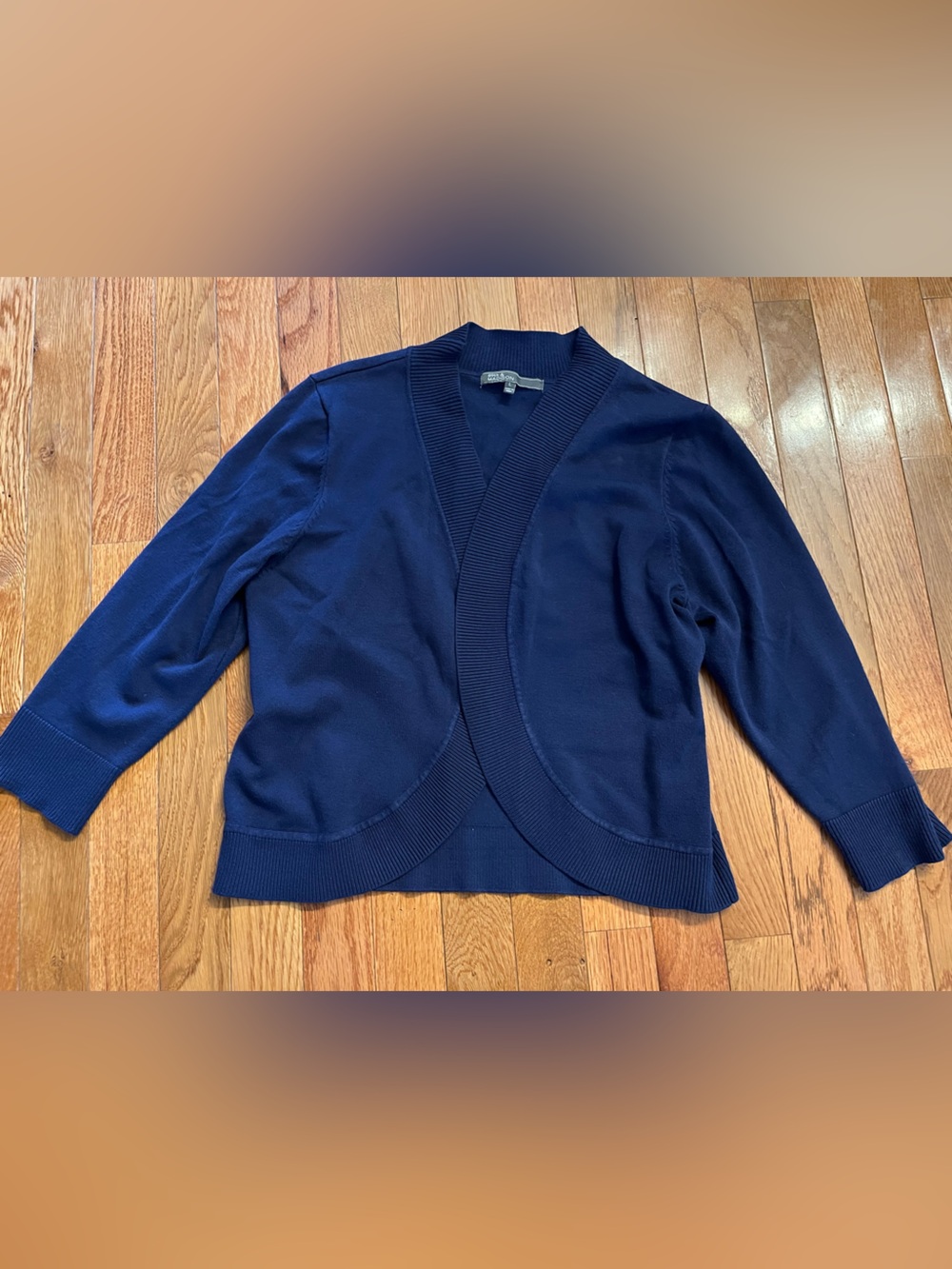 89th & Madison Navy Blue Open-Front Cardigan Sweater Long Sleeve Sz L LIKE NEW